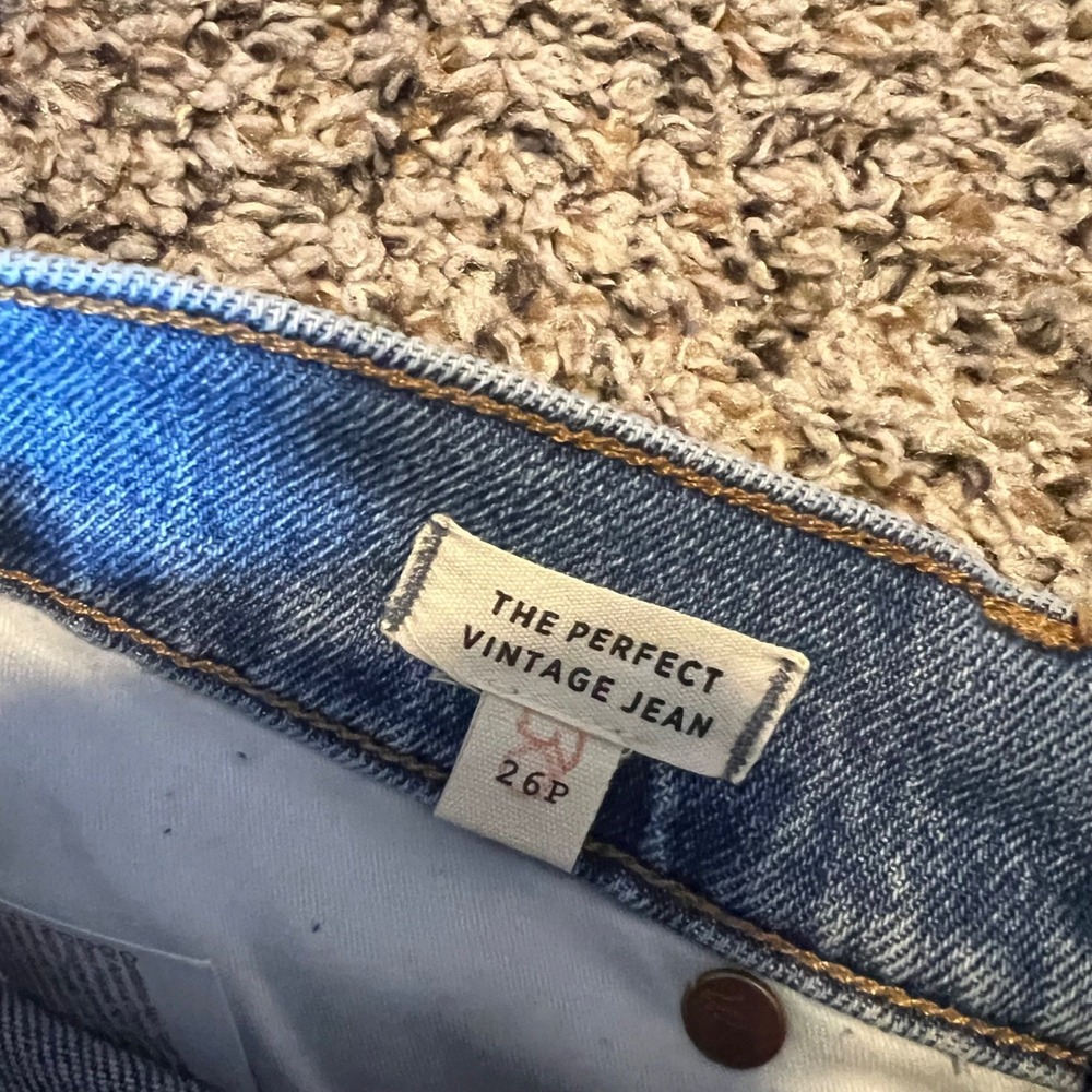 Madewell The Perfect Vintage Jean Distressed Frayed Hem Medium Wash Size 26P - Picture 3 of 8